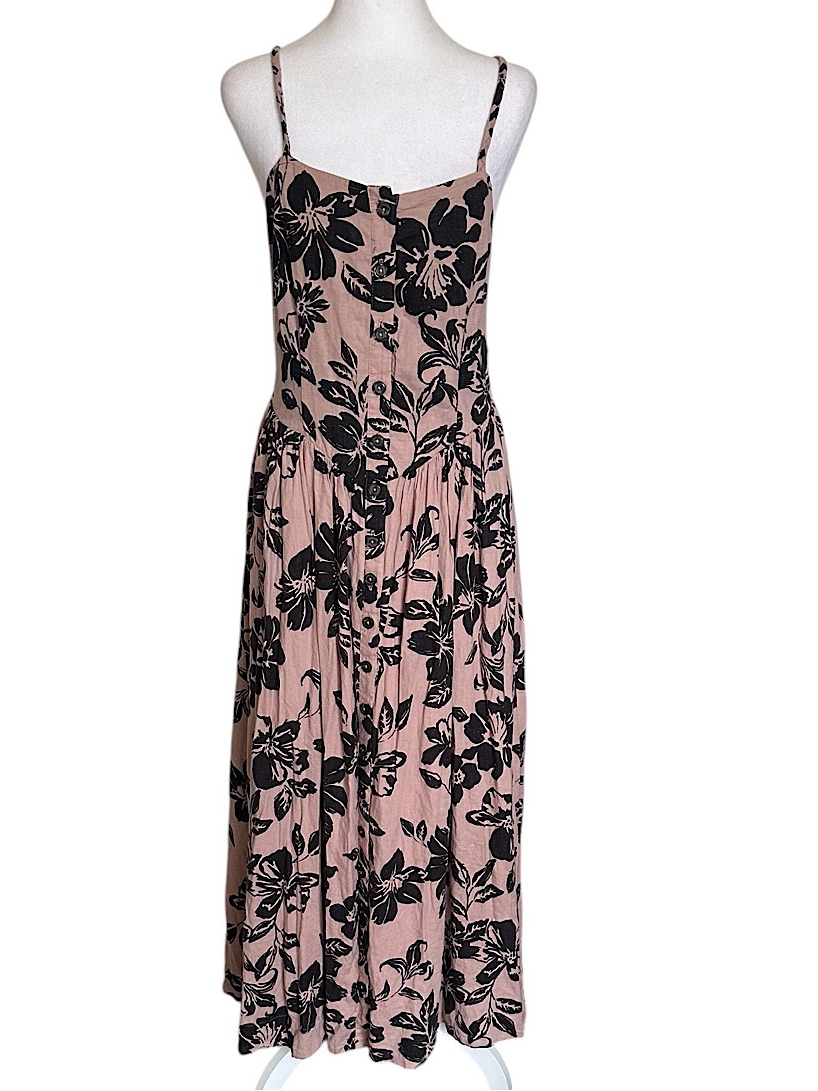 Nwt Free People The Perfect Sundress Floral Midi Button Dress Tie Back Large